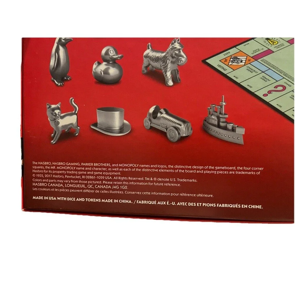 Monopoly Classic Board Game 2017 Edition Open Box ALL PIECES COUNTED AND PRESENT